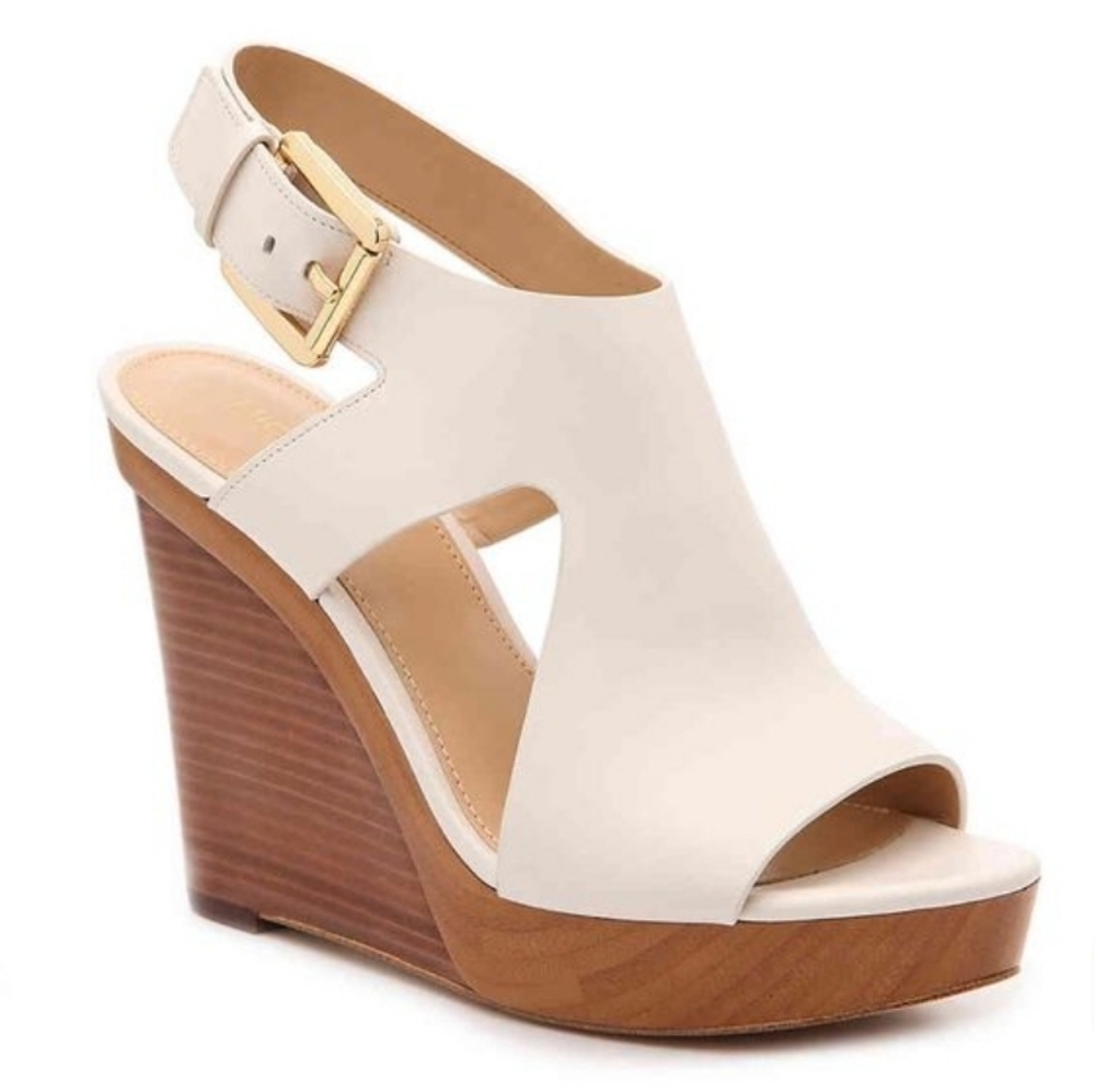 Michael Kors Josephine wedge platform sandals, Ivory 8.5